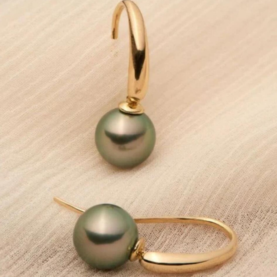 Peacock Green Pearl Stud Earrings For Women