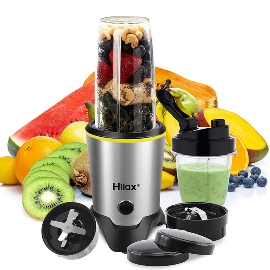 Professional Personal Portable Blender for Shakes, Smoothies, Food Preparation, and Frozen Blending - Includes 35 oz and 14 oz Bottles, 1200W, BPA Free (Silver)