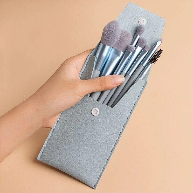 8PCS Makeup Brush Set Foundation Blush Eyeshadow Lip Brushes Make Up Bag Case UK