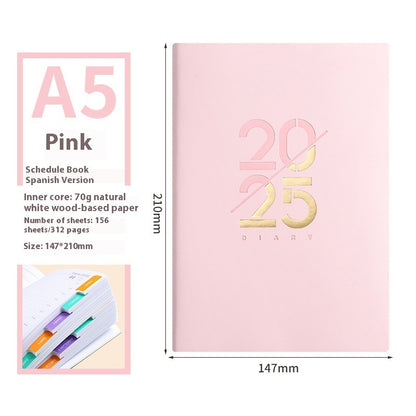 2025 Soft Leather A5 Daily Plan Schedule Book