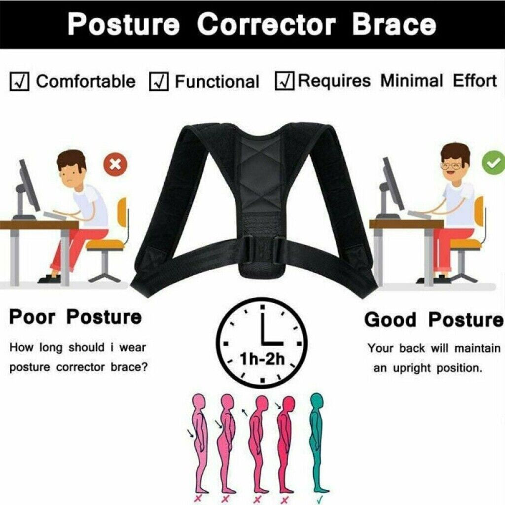 Posture Corrector Back Support Lumbar Shoulder Body Brace Wellness Support Belt