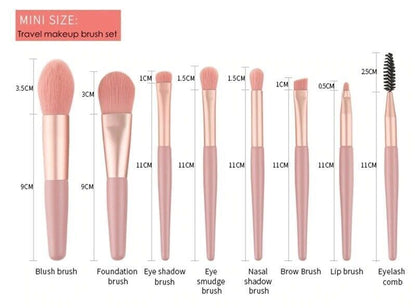 8PCS Makeup Brush Set Foundation Blush Eyeshadow Lip Brushes Make Up Bag Case UK