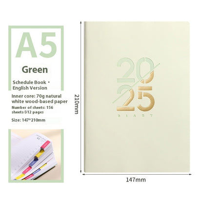 2025 Soft Leather A5 Daily Plan Schedule Book