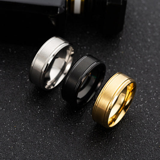 Mens Wedding Rings Black Sliver Gold Pure 8MM Rings