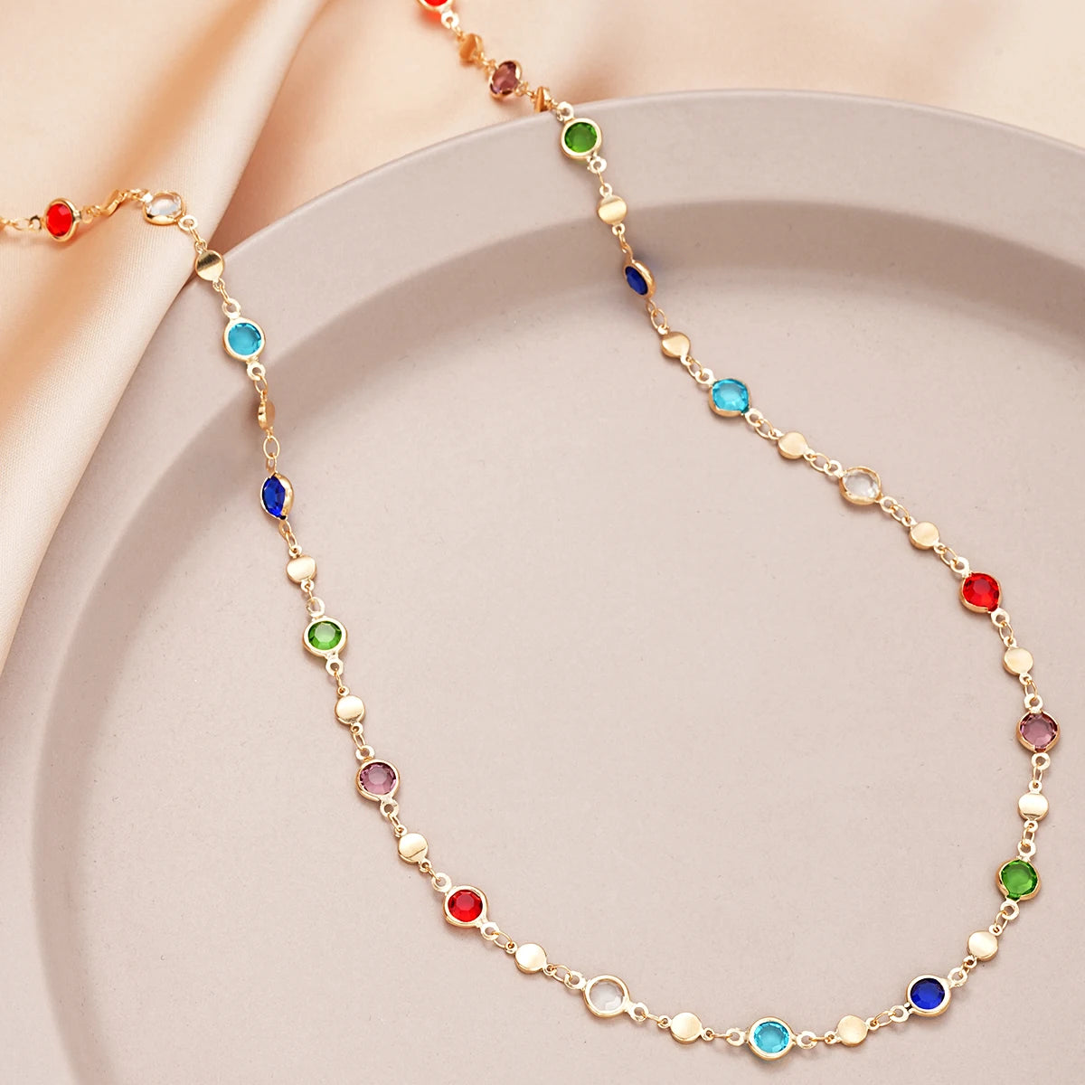 Bohemian Colorful Long Y-Shaped Necklace for Women Vintage Gold Color Metal Crystal Pendant Necklace Summer Holiday Jewelry Gift