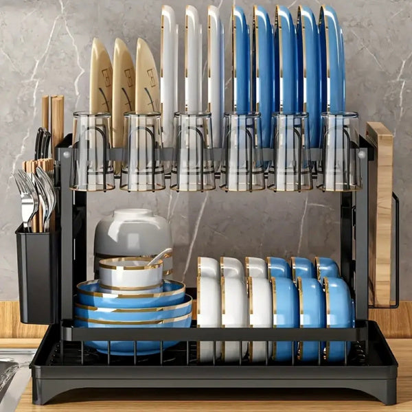 2nd Floor Large Kitchen Counter With Utensil Drying Rack, Equipped With Drainage Board, Prohibited From Sale On Temu Platform, Not Shipped On Weekends