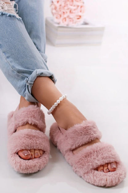 NEW LADIES WOMENS FLAT FLUFFY COMFY SOFY WARM FAUX FUR SLIDERS SLIPPERS SIZE 3-8