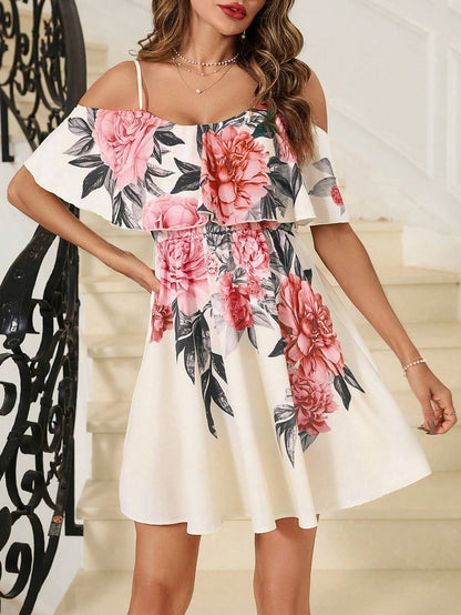 French Romantic Off-shoulder Waist Dress