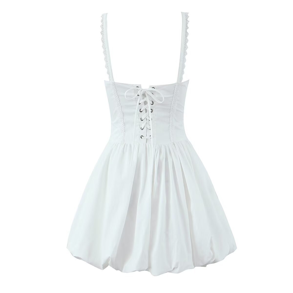 Lace Splicing Sling Lace-up Waist-controlled Dress