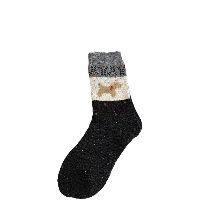 Cute Cartoon Puppy Stitching Wool Socks