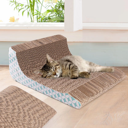 2-in-1 Removable Corrugated Cat Scratching Pad with Catnip and Ball