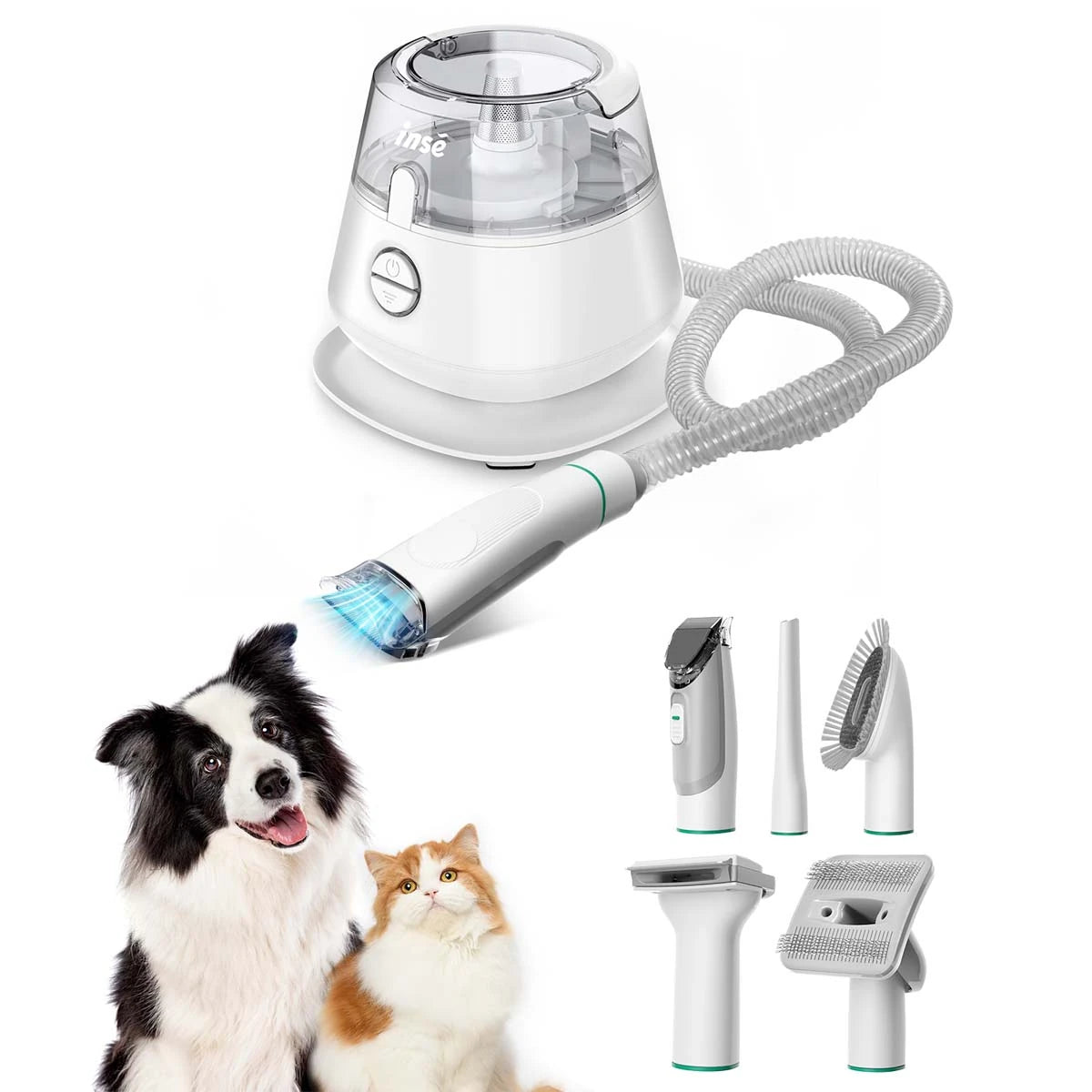 P20 300W Professional Pet Grooming Vacuum Kit 9000PA Shedding Clipper Brush Tool Set Low Noise Pet Cleaning Kit