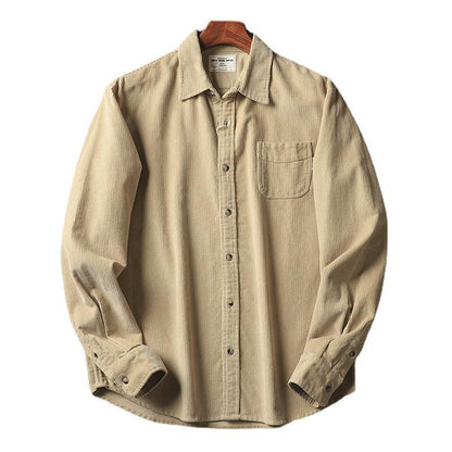 American Retro Style Washed Corduroy Long-sleeved Thickened Casual Shirt