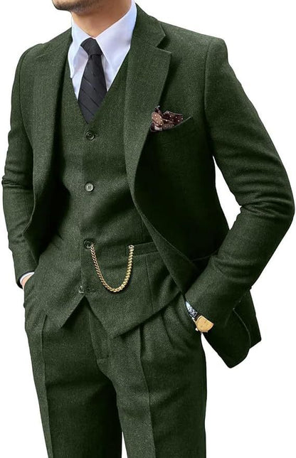 Herringbone Men's Suit Slim Fit