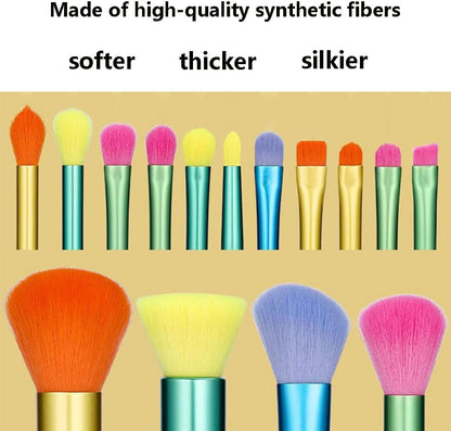 15 Pcs Colourful Makeup Brushes Set Professional Makeup Brush Premium Synthetic Bristles for Kabuki Foundation Blush Eyeshadow Concealers Eye Face Liquid Powder Cream Brushes Sets