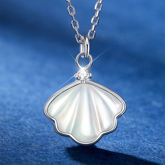 S925 Sterling Silver Projection Shell Fritillary Necklace