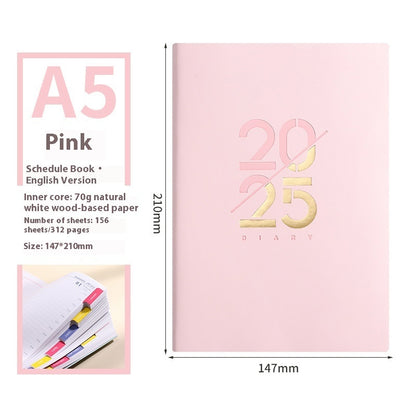 2025 Soft Leather A5 Daily Plan Schedule Book