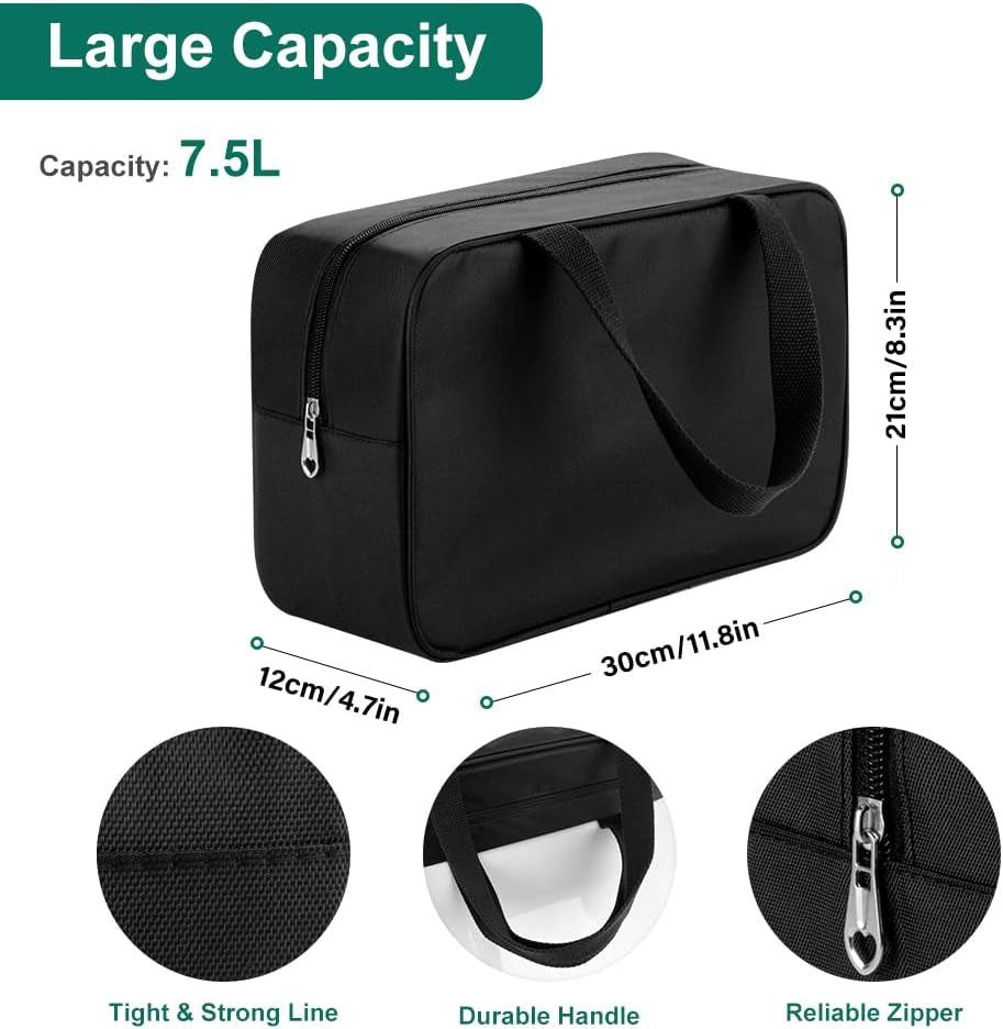 Full Size Toiletry Bag Hand-Held Large Cosmetic Bag Travel Makeup Bag Portable Large Wash Bag Waterproof Toiletry Kit Organizer for Women & Girl (Black)