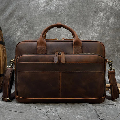 Free Shipping MAHEU Men Briefcase Genuine Leather Laptop Bag 15.6&Quot; PC Doctor Lawyer Computer Bag Cowhide Male Briefcase Cow Leather Men Bag