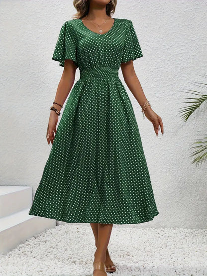 Women's Small Floral Print Short Sleeve Dress