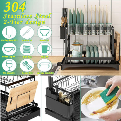 2nd Floor Large Kitchen Counter With Utensil Drying Rack, Equipped With Drainage Board, Prohibited From Sale On Temu Platform, Not Shipped On Weekends