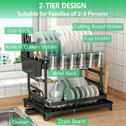 2nd Floor Large Kitchen Counter With Utensil Drying Rack, Equipped With Drainage Board, Prohibited From Sale On Temu Platform, Not Shipped On Weekends