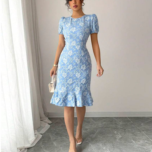 Daisy relief dress slim fit fishtail skirt short sleeved