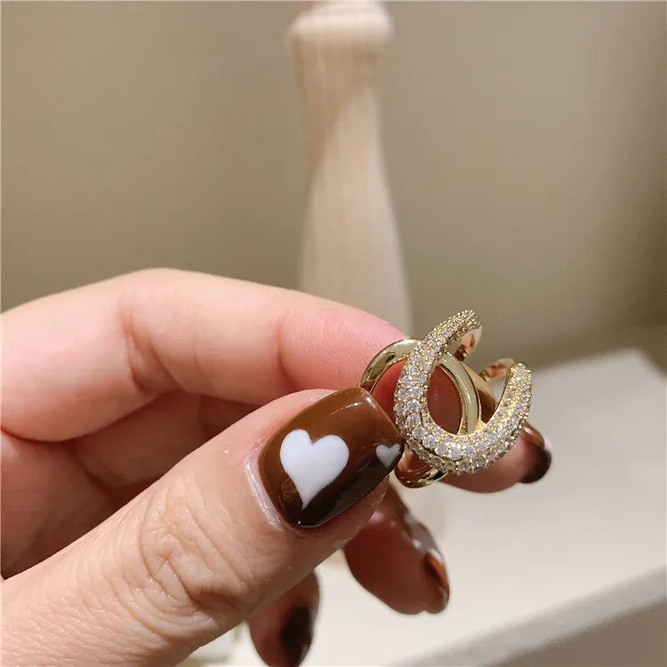 2020 New Metal Zircon Cross Gold Color Open Rings Fashion Korean Jewelry For Woman Luxury Wedding Party Girl's finger Unusual