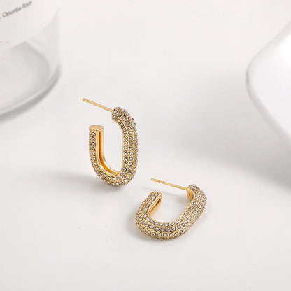 Fashion CZ Zircon Round Huggie Hoop Earrings for Women Geometric U Shape Ear Buckle Hoops Gold Plated Stainless Steel Jewelry