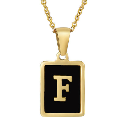 18K Gold Stainless Steel Square Letter Necklace For Women