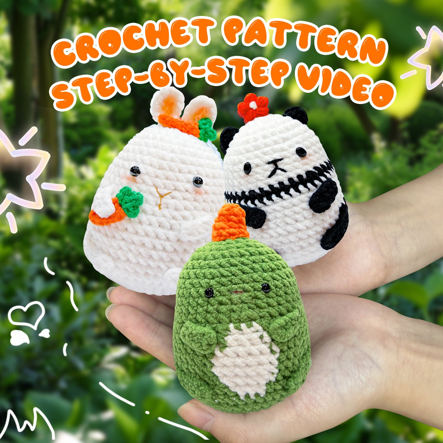 Three Pieces Crochet Small Animal Doll Woven Material Kit