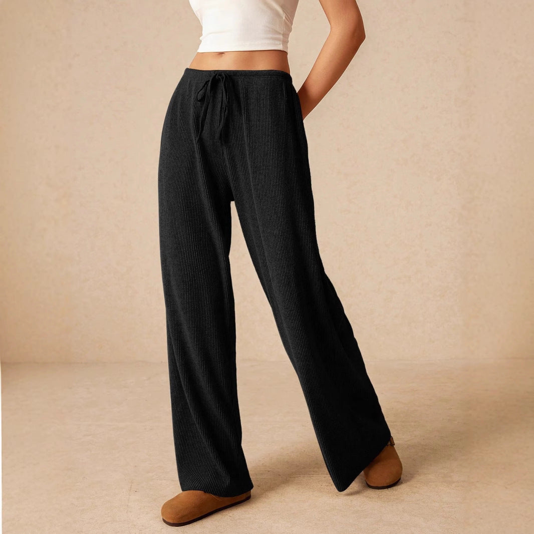 Women's Fashion Lace-up Straight Wide-leg Pants