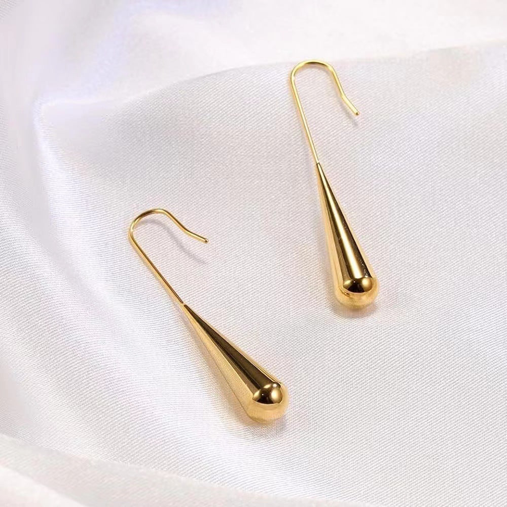 New French Retro Gold Temperament Water Drop Ear Hanging Earrings