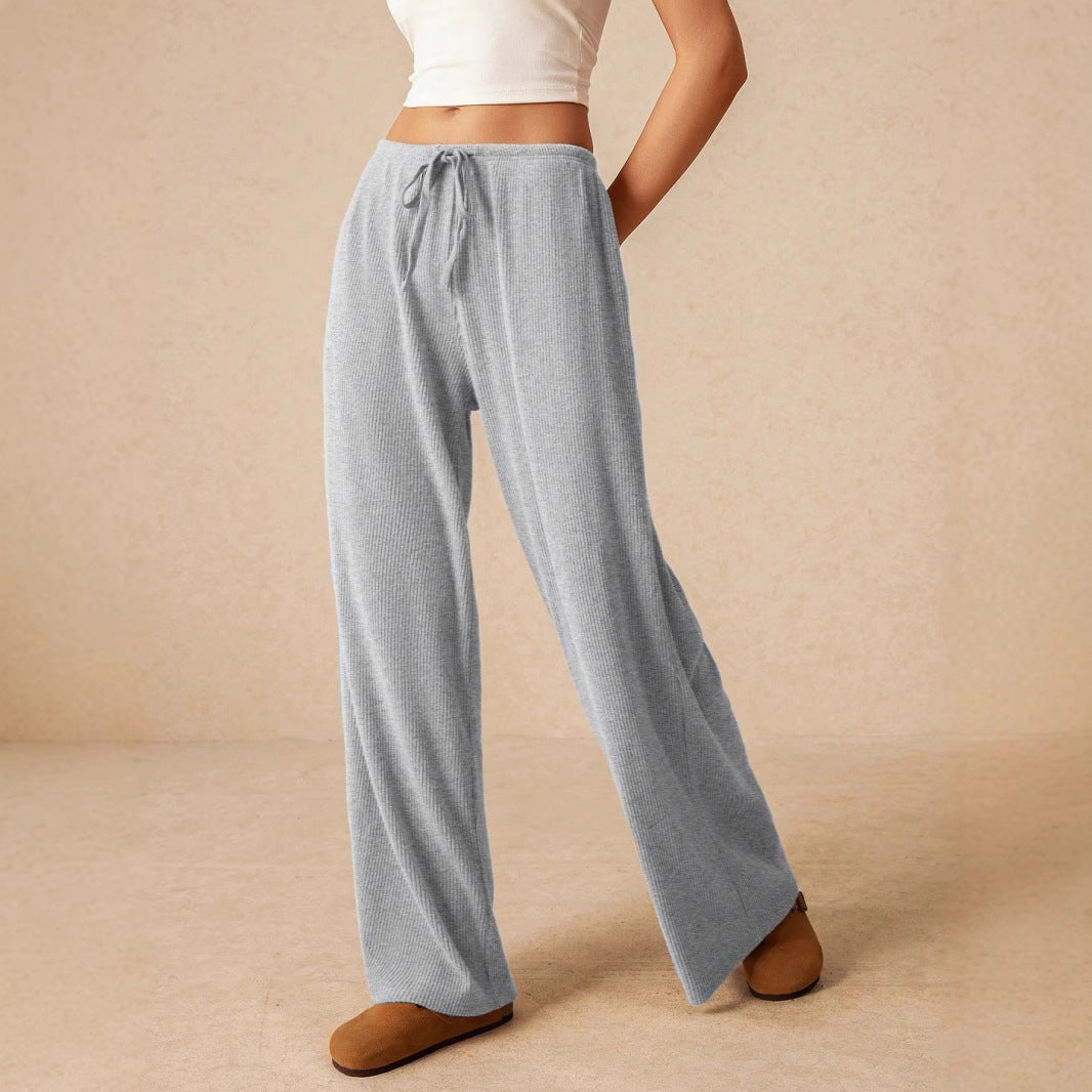 Women's Fashion Lace-up Straight Wide-leg Pants