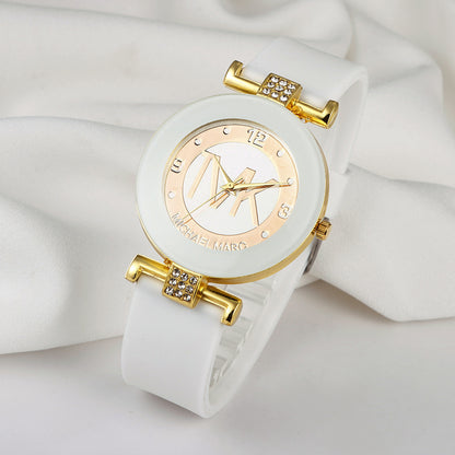 Fashion Women's Diamond Silicone Strap Quartz Watch