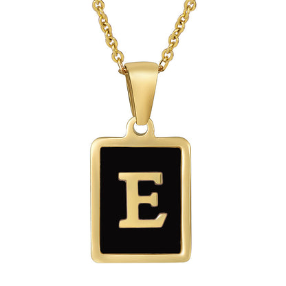 18K Gold Stainless Steel Square Letter Necklace For Women