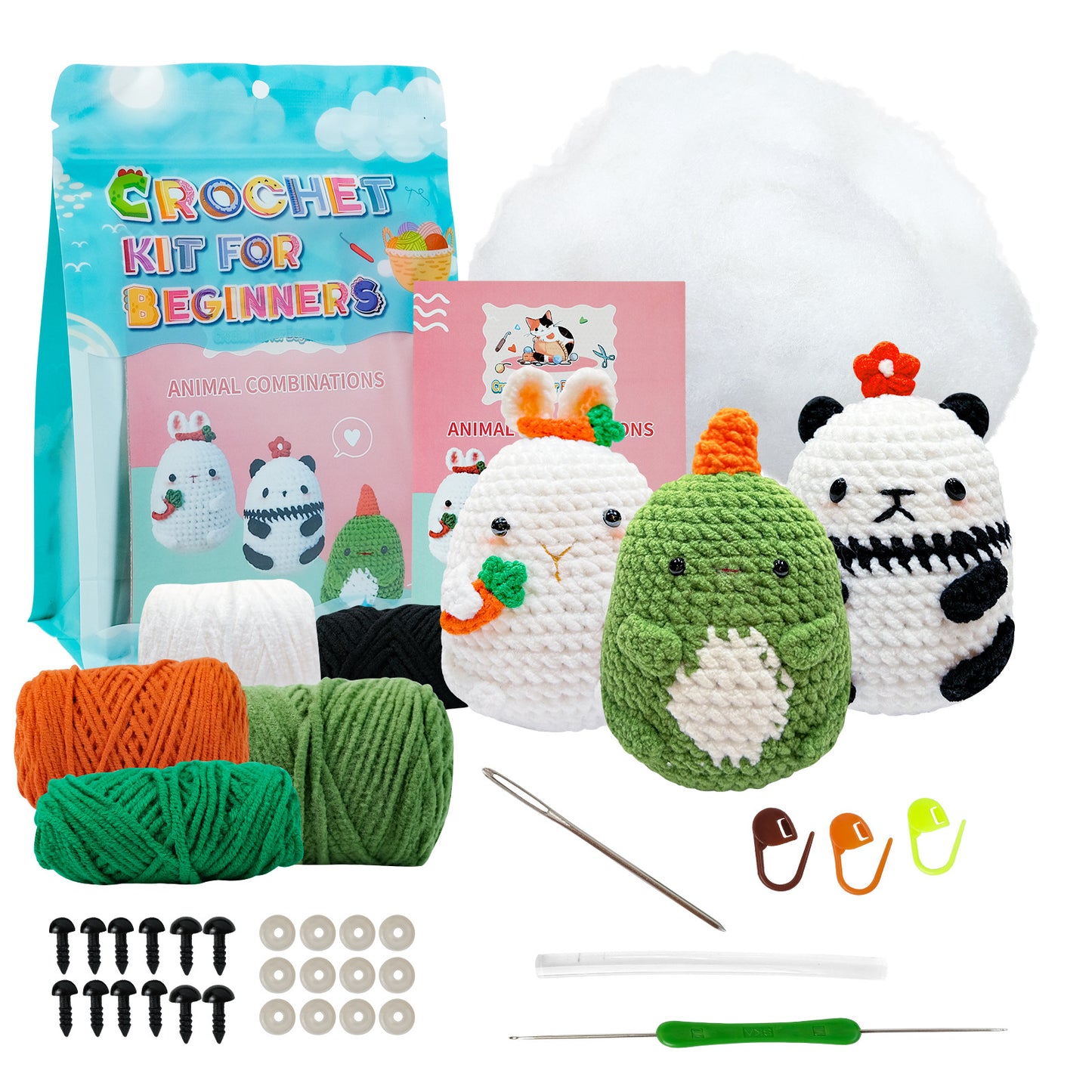 Three Pieces Crochet Small Animal Doll Woven Material Kit