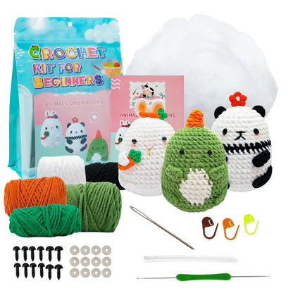 Three Pieces Crochet Small Animal Doll Woven Material Kit