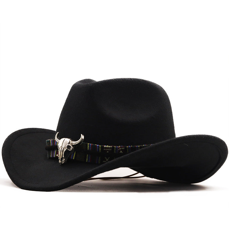 Western Denim Horn Woolen National Style Hat