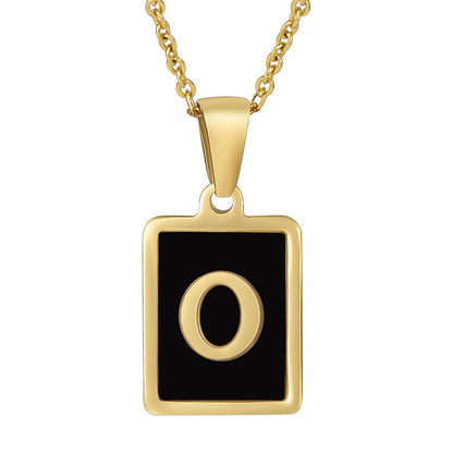 18K Gold Stainless Steel Square Letter Necklace For Women