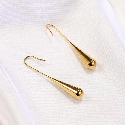 New French Retro Gold Temperament Water Drop Ear Hanging Earrings