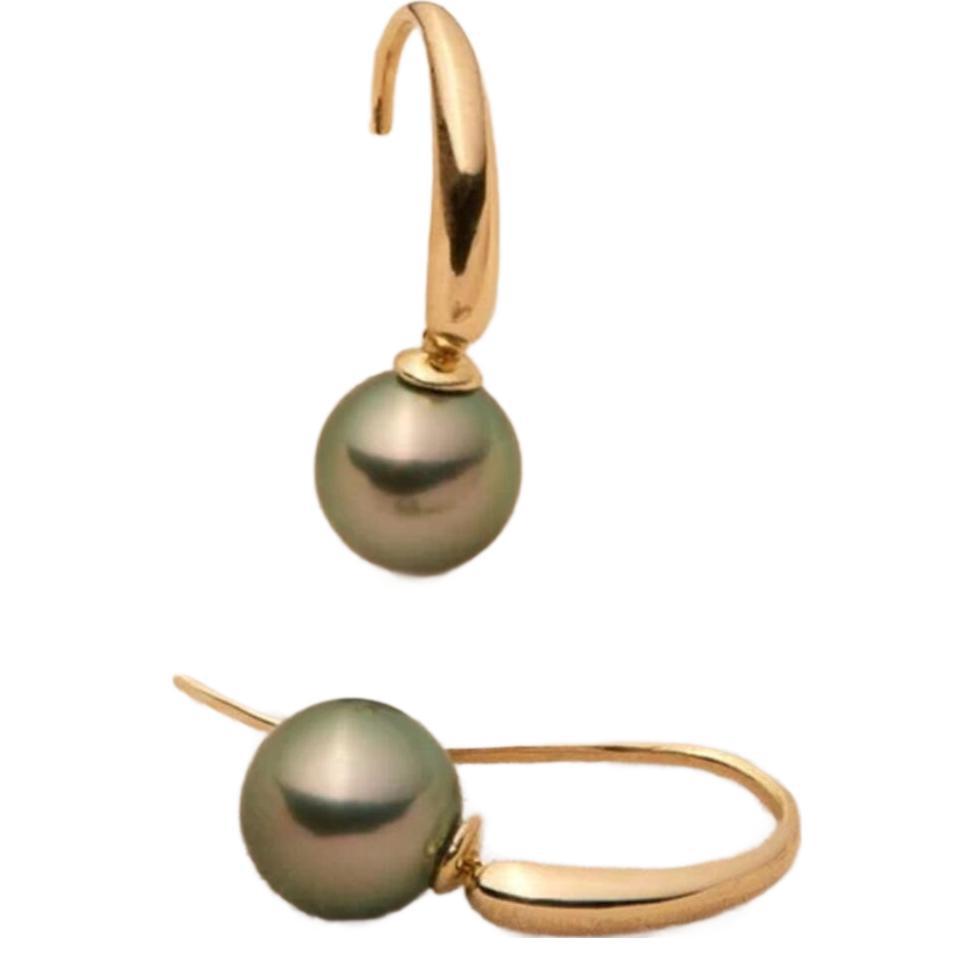 Peacock Green Pearl Stud Earrings For Women