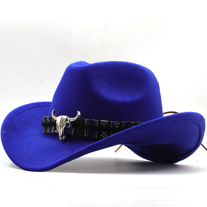 Western Denim Horn Woolen National Style Hat