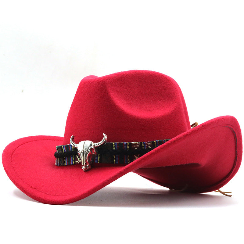 Western Denim Horn Woolen National Style Hat