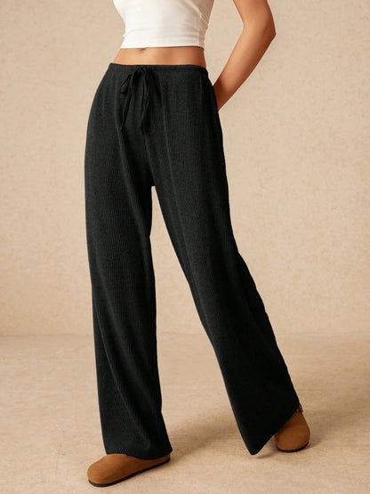 Women's Fashion Lace-up Straight Wide-leg Pants