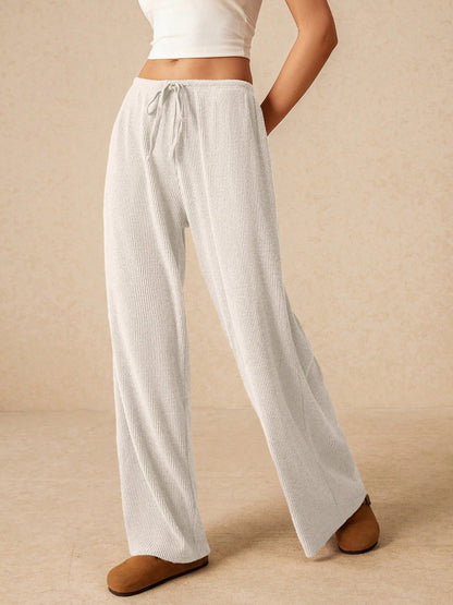 Women's Fashion Lace-up Straight Wide-leg Pants