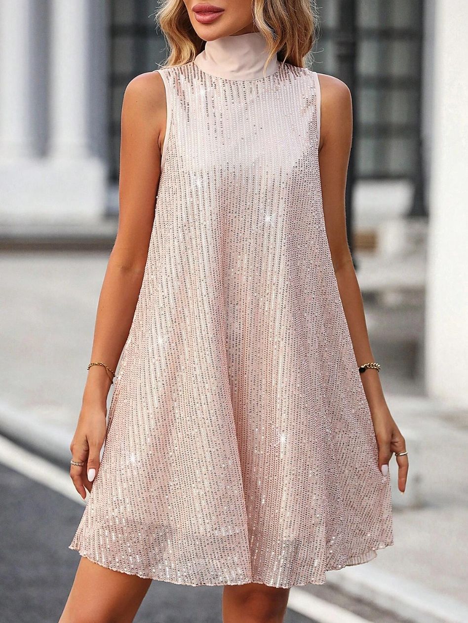 Women's Fashion Sexy Sequin Shiny Sleeveless Pullover Dress