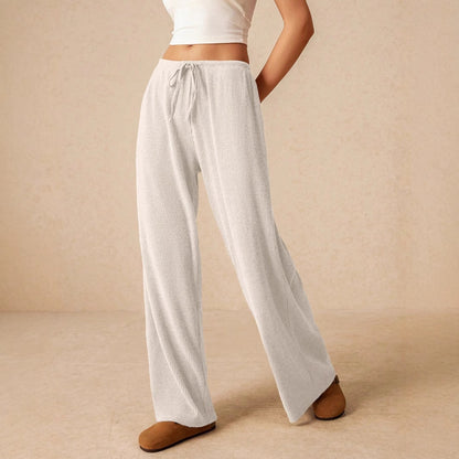 Women's Fashion Lace-up Straight Wide-leg Pants