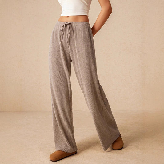 Women's Fashion Lace-up Straight Wide-leg Pants