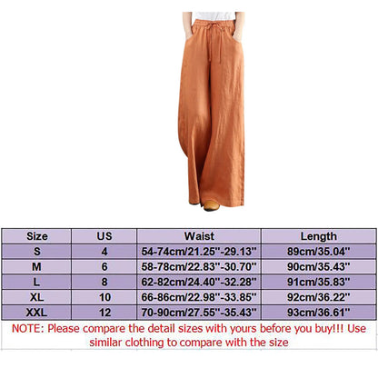 Solid Color Cotton Linen Wide Leg Pants Women Casual Vintage Harajuku Boho Ladies Trousers Hip Hop Oversized Streetwear Female